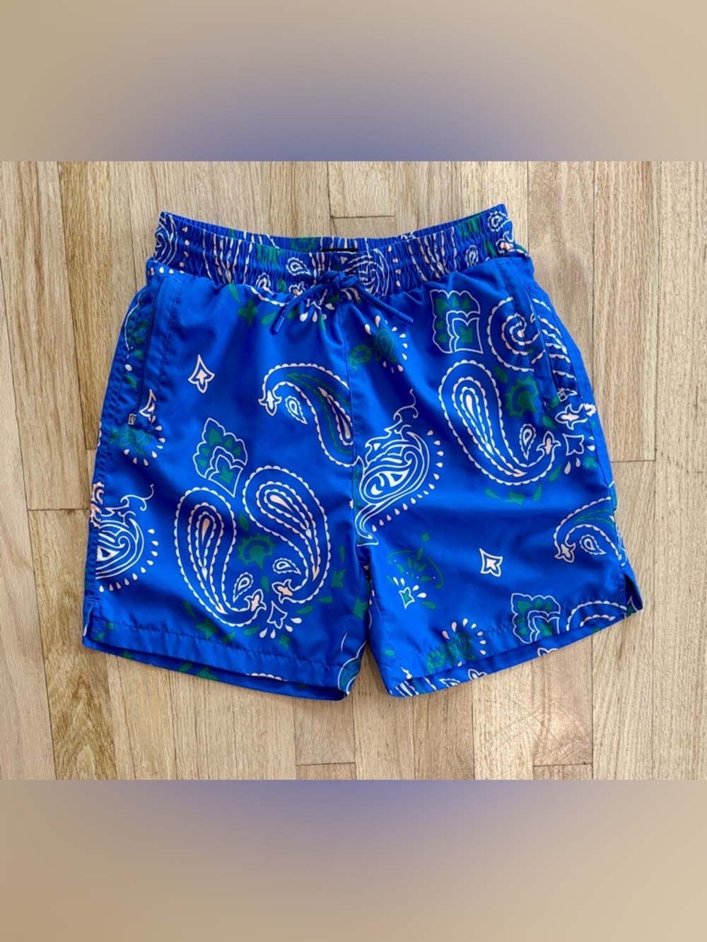 LCKR Boys Jaxtyn Printed Swim Trunks Shorts Blue Paisley Medium M 10-12